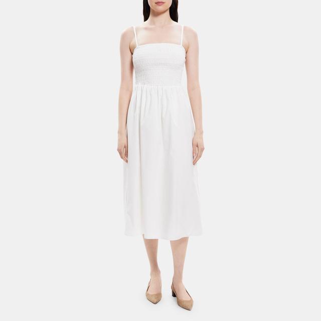 Cotton Poplin Smocked Midi Dress | Theory Outlet Product Image