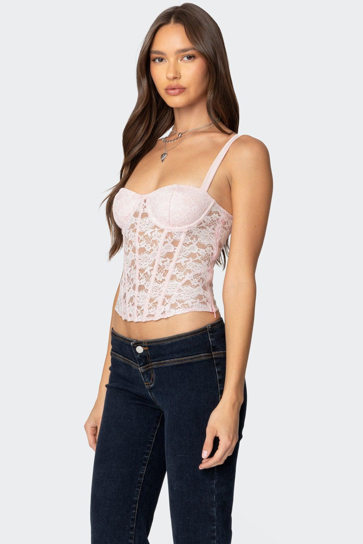 Drew Sheer Lace Cupped Corset Product Image