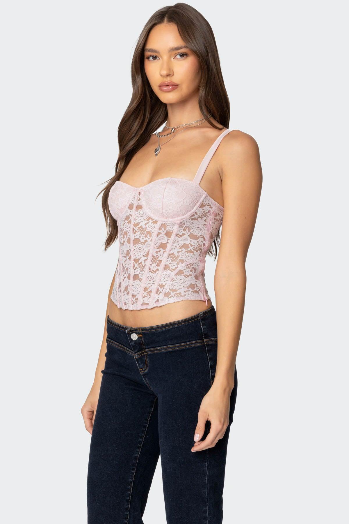 Drew Sheer Lace Cupped Corset Product Image