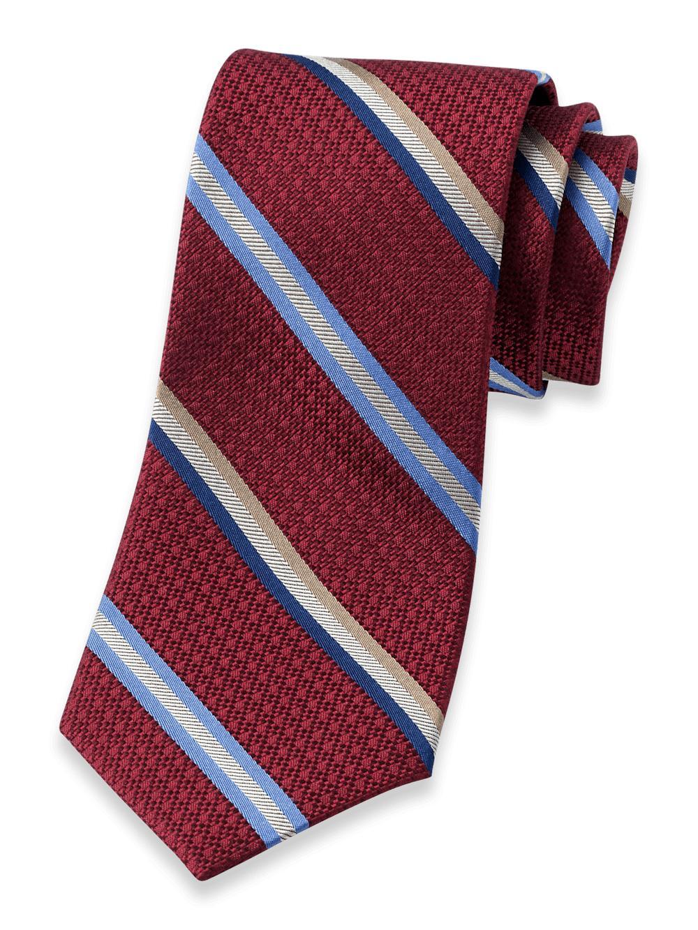 Stripe Woven Silk Tie - Burgundy Multi Product Image