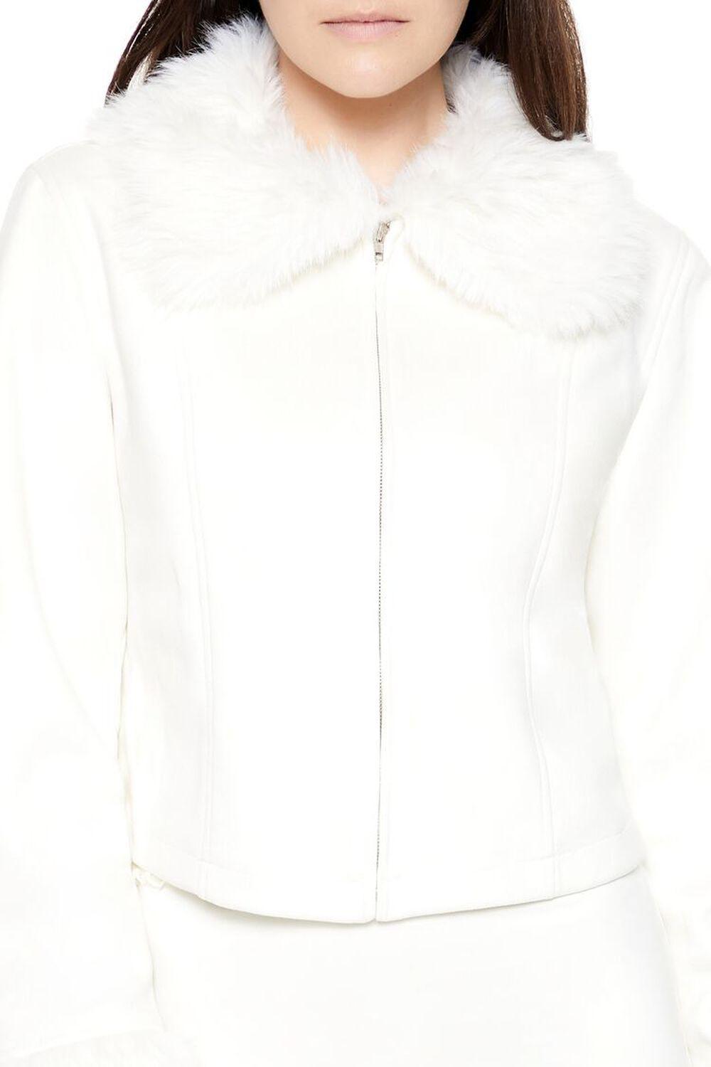 Faux Fur-Trim Zip-Up Jacket | Forever 21 Product Image