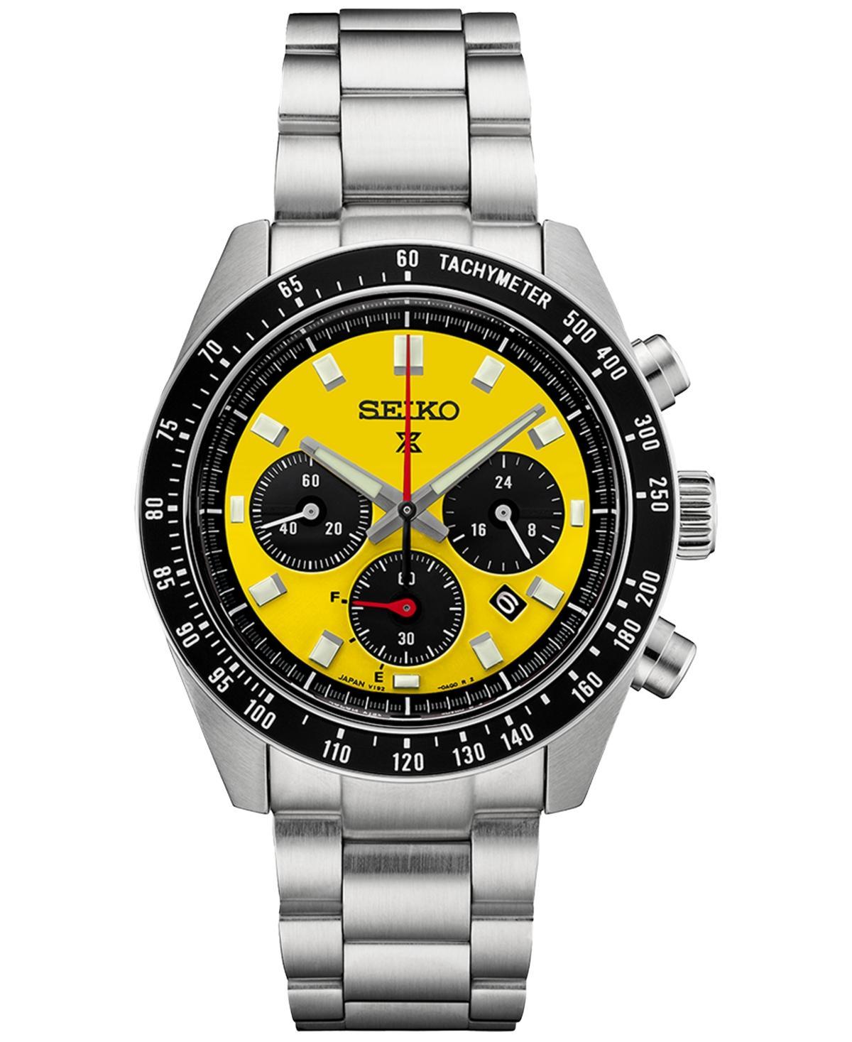 Seiko Mens Chronograph Solar Prospex Speedtimer Stainless Steel Bracelet Watch 41mm - U.s. Special Edition - Silver Product Image