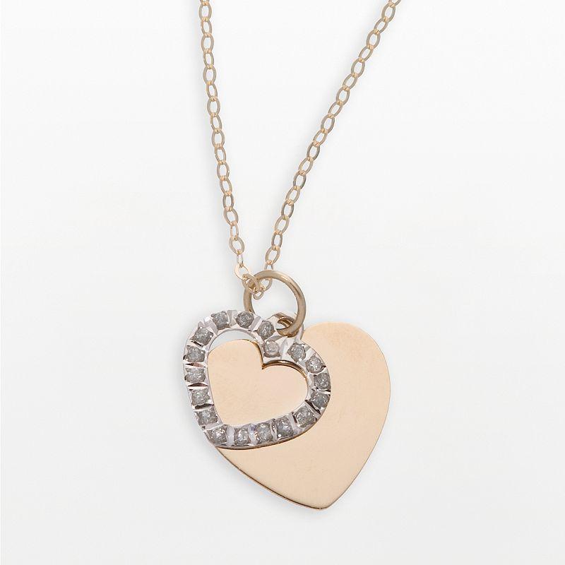 Diamond Fascination 14k Gold Two-Tone Shadow Heart Pendant, Womens Product Image