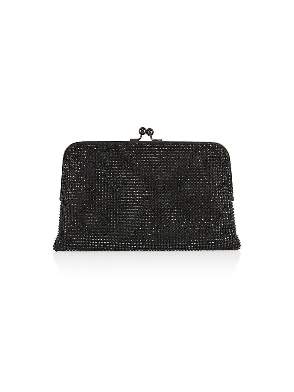 Womens Dimple Crystal Mesh Kiss-Lock Clutch Product Image