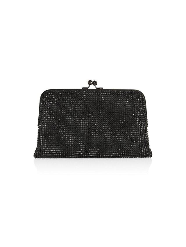 Womens Dimple Crystal Mesh Kiss-Lock Clutch Product Image