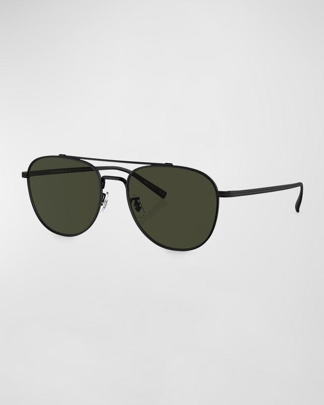 Mens Rivetti Double-Bridge Titanium Aviator Sunglasses Product Image