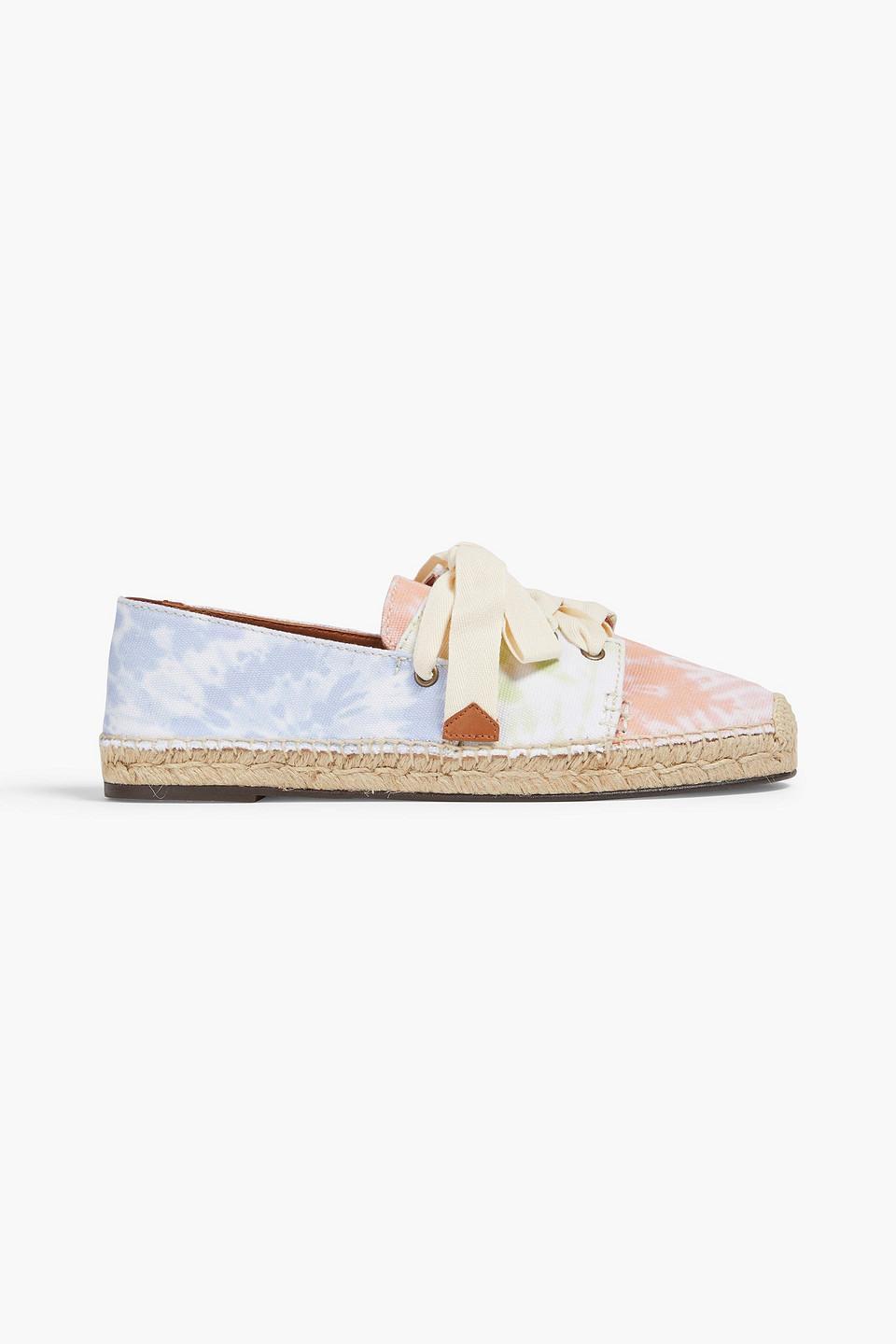 Lace-up Tie-dyed Canvas Espadrilles In Light Blue product image