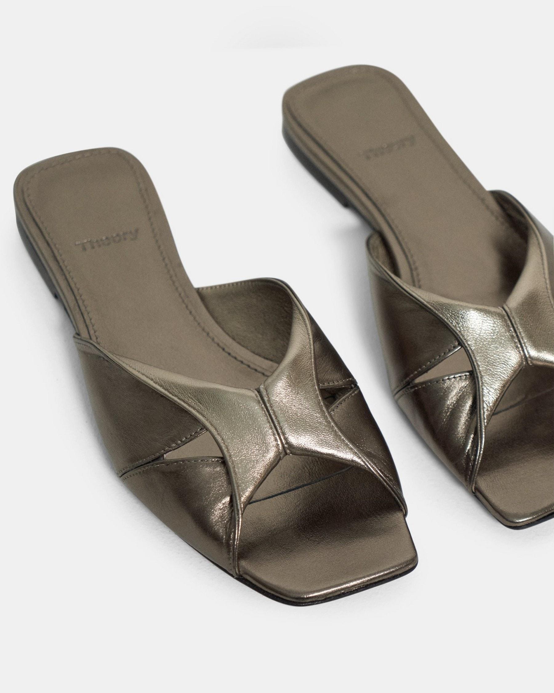 Twisted Slide Sandal in Metallic Leather Product Image