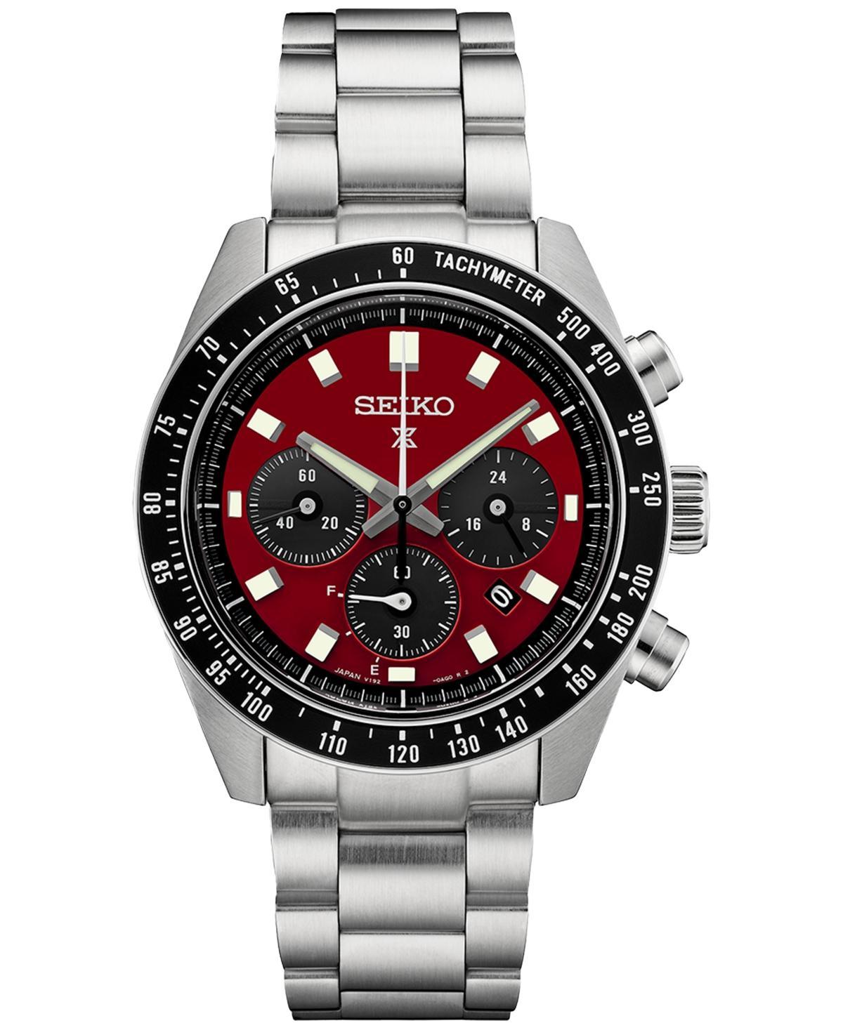 Seiko Mens Chronograph Solar Prospex Speedtimer Stainless Steel Bracelet Watch 41mm - U.s. Special Edition - Silver Product Image