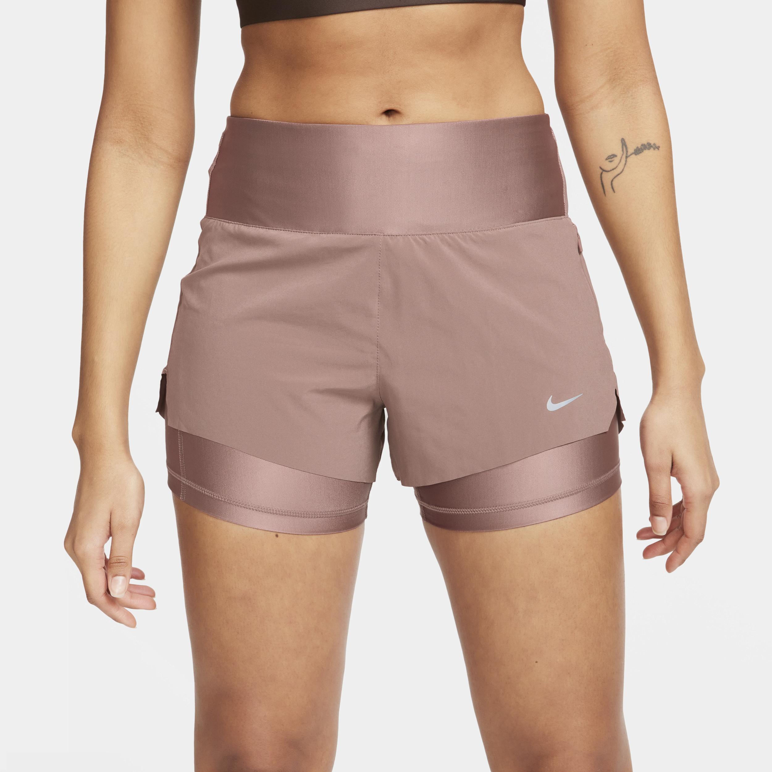 Nike Womens Dri-FIT Swift Mid-Rise 3 2-in-1 Running Shorts with Pockets Product Image