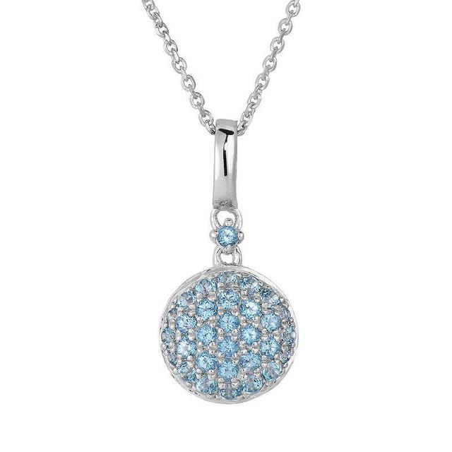 Oro Leoni Sterling Silver Blue Topaz Disc Pendant, Womens Product Image