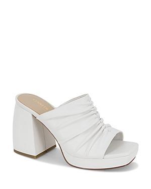 Kenneth Cole Womens Anika Block Heel Ruched Platform Sandals - White Product Image