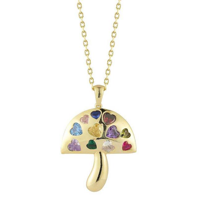 Sunkissed Sterling Cubic Zirconia Mushroom Heart Pendant Necklace, Womens Yellow Product Image