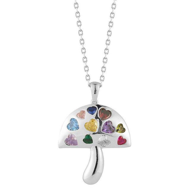 Sunkissed Sterling Cubic Zirconia Mushroom Heart Pendant Necklace, Womens Silver Tone Product Image