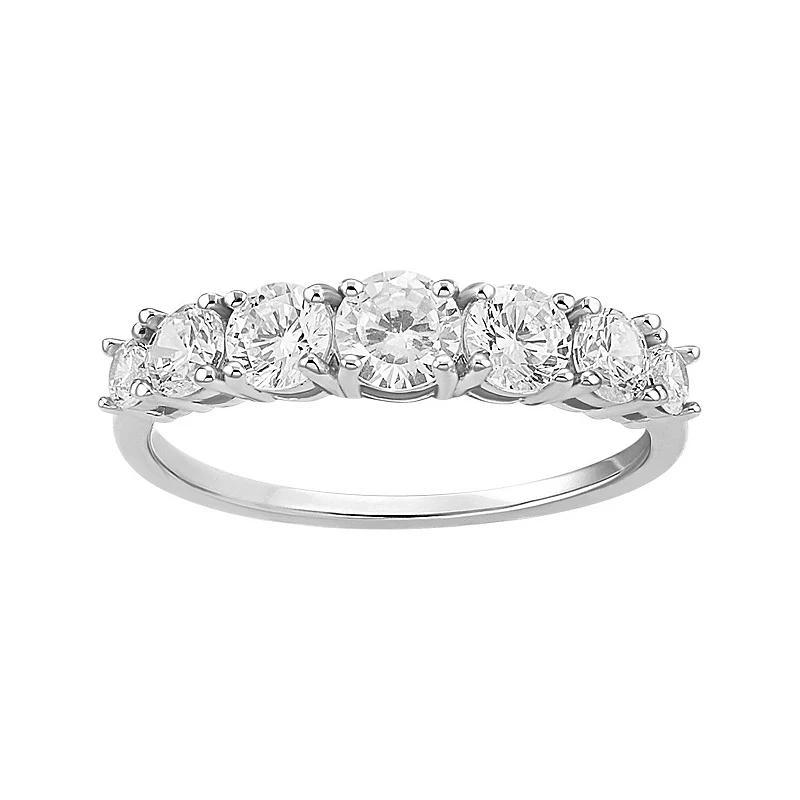 PRIMROSE Sterling Silver Graduated Cubic Zirconia Band Ring, Womens Sterling Silver White Product Image