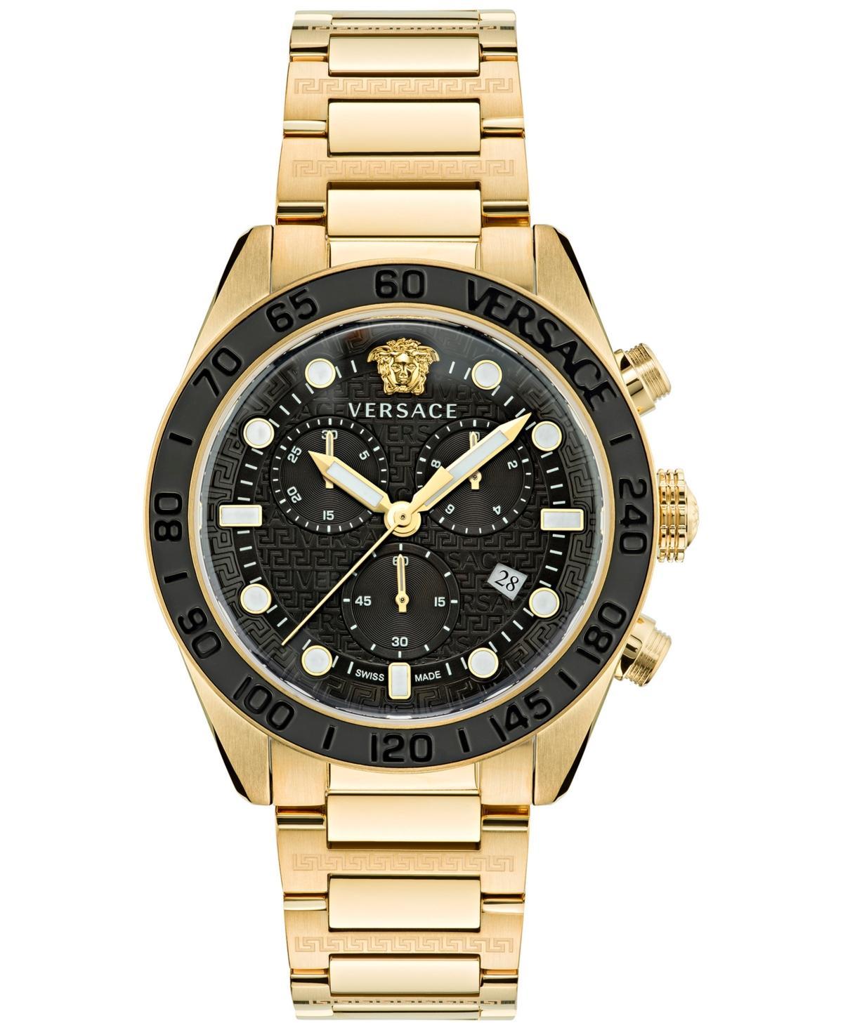 Versace Mens Swiss Chronograph Greca Dome Stainless Steel Bracelet Watch 43mm Product Image