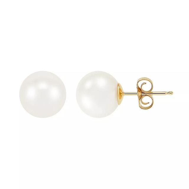 Freshwater by HONORA 10k Gold Freshwater Cultured Pearl Stud Earrings, Womens White Product Image