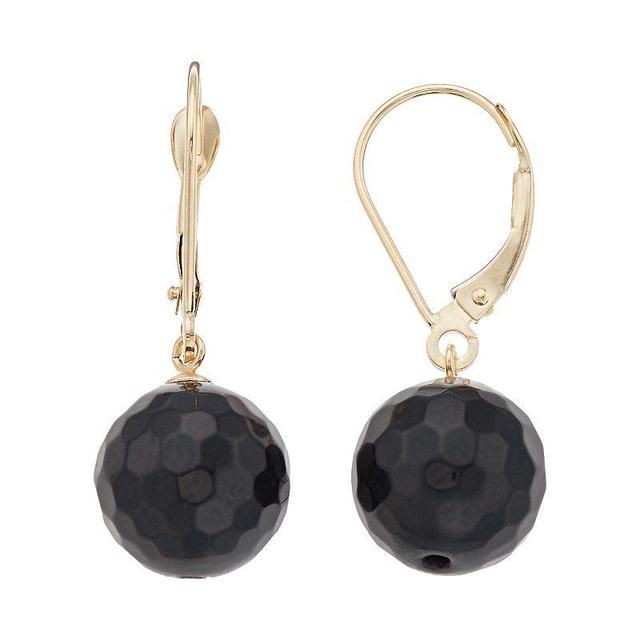 14k Gold Agate Drop Earrings, Womens, Black Product Image