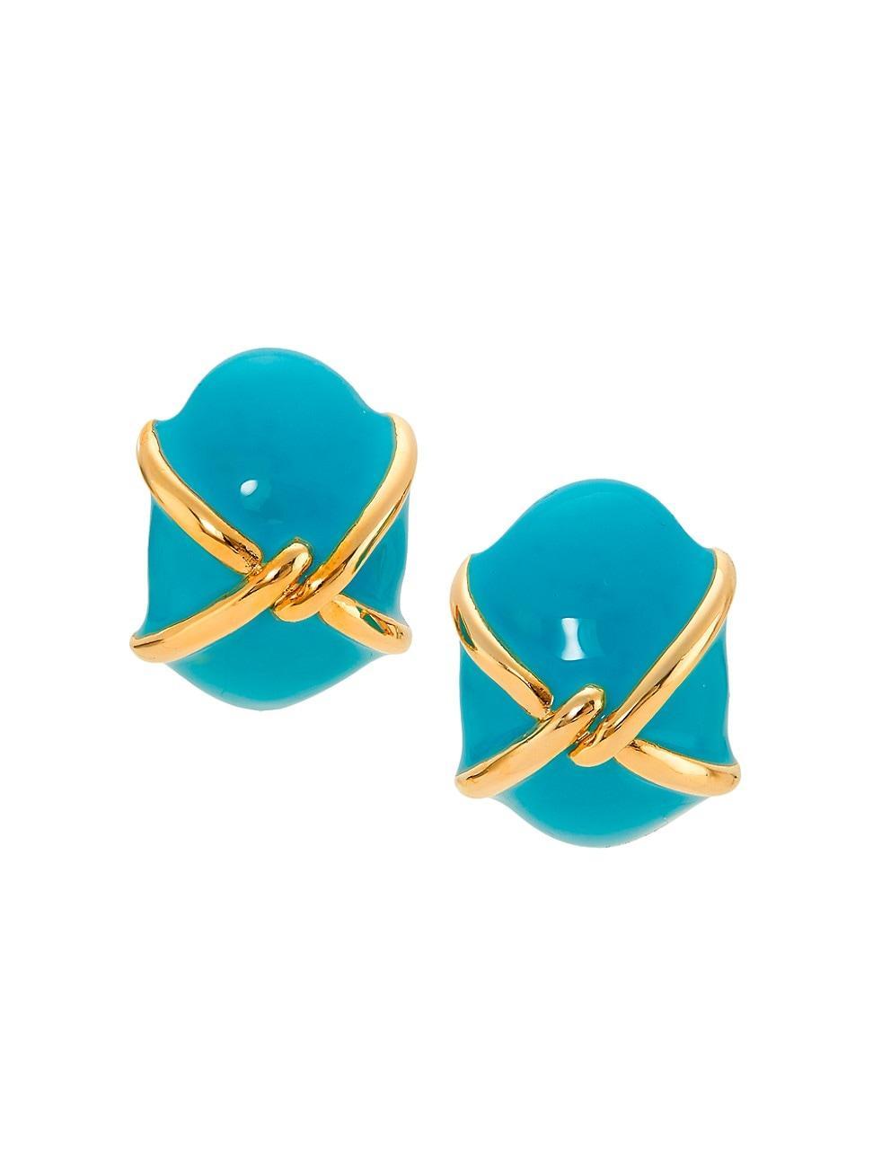 Womens Twisted X 22K Gold-Plated Enamel Clip-On Earrings Product Image