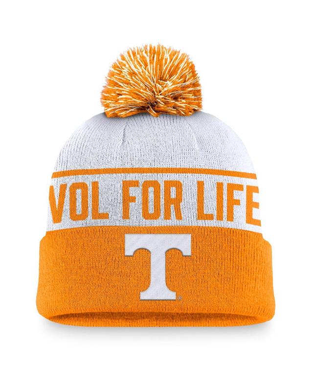 Nike Mens White Tennessee Volunteers Local Peak Cuffed Knit Hat with Pom - White, Tennessee Orange Product Image