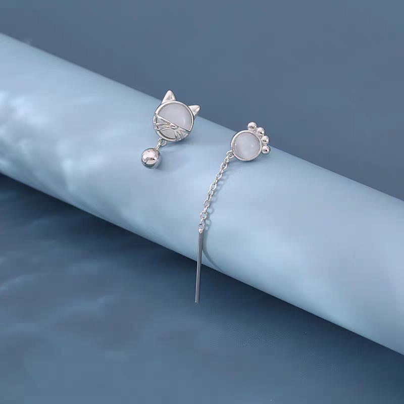 925 Sterling Silver Cat Drop Earring Product Image