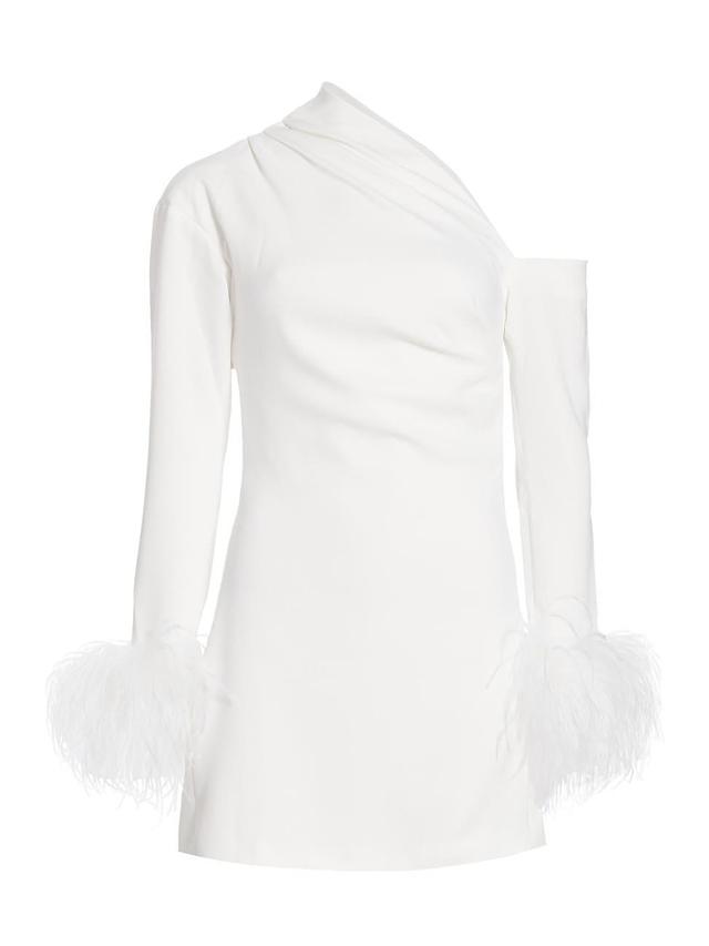 Womens Adelaide Crepe Feather-Cuff Minidress Product Image