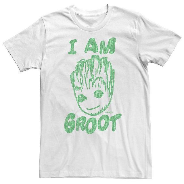 Big & Tall Marvel Guardians of the Galaxy Classic I Am Groot Rough Logo Tee, Mens, Size: XL Tall, White Product Image