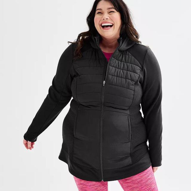 Plus Size Tek Gear Long Mixed Media Jacket, Womens Product Image