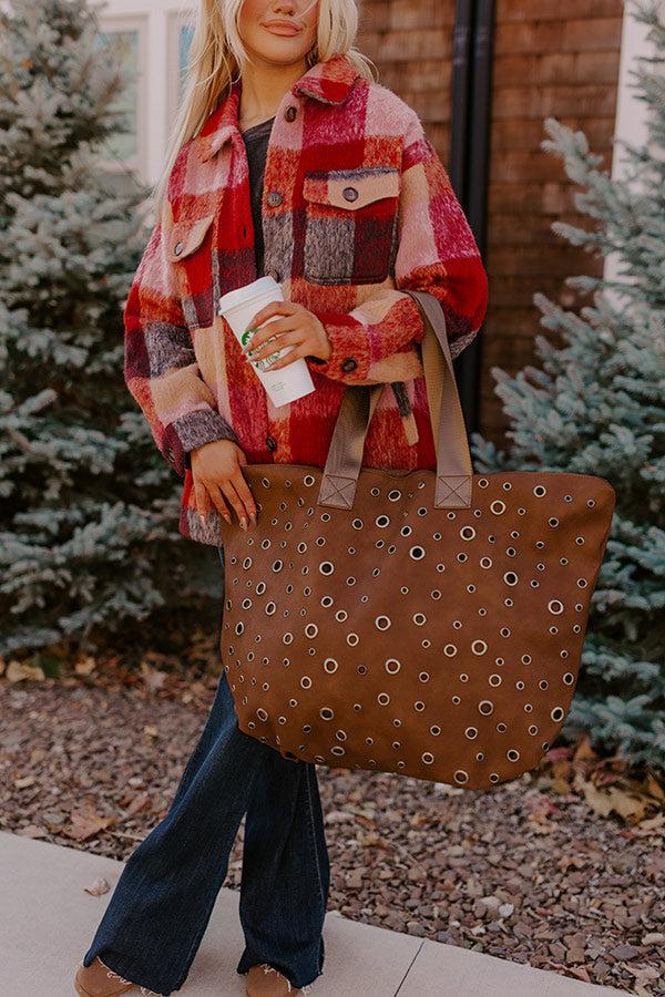 The Bristol Faux Leather Tote In Brown Product Image