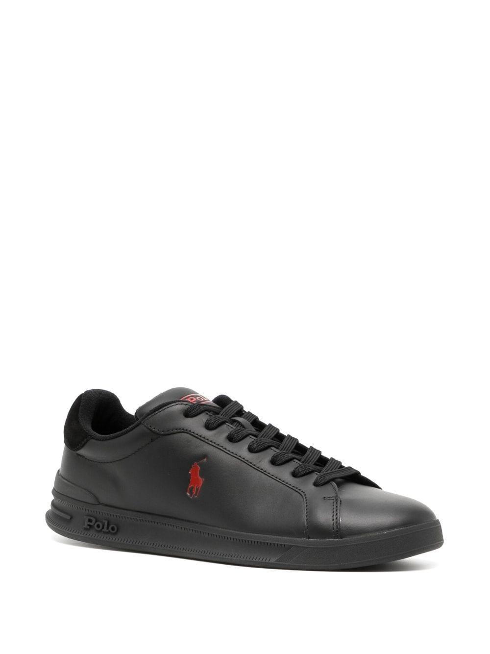 Embroidered-pony Low-top Sneakers In Black Product Image