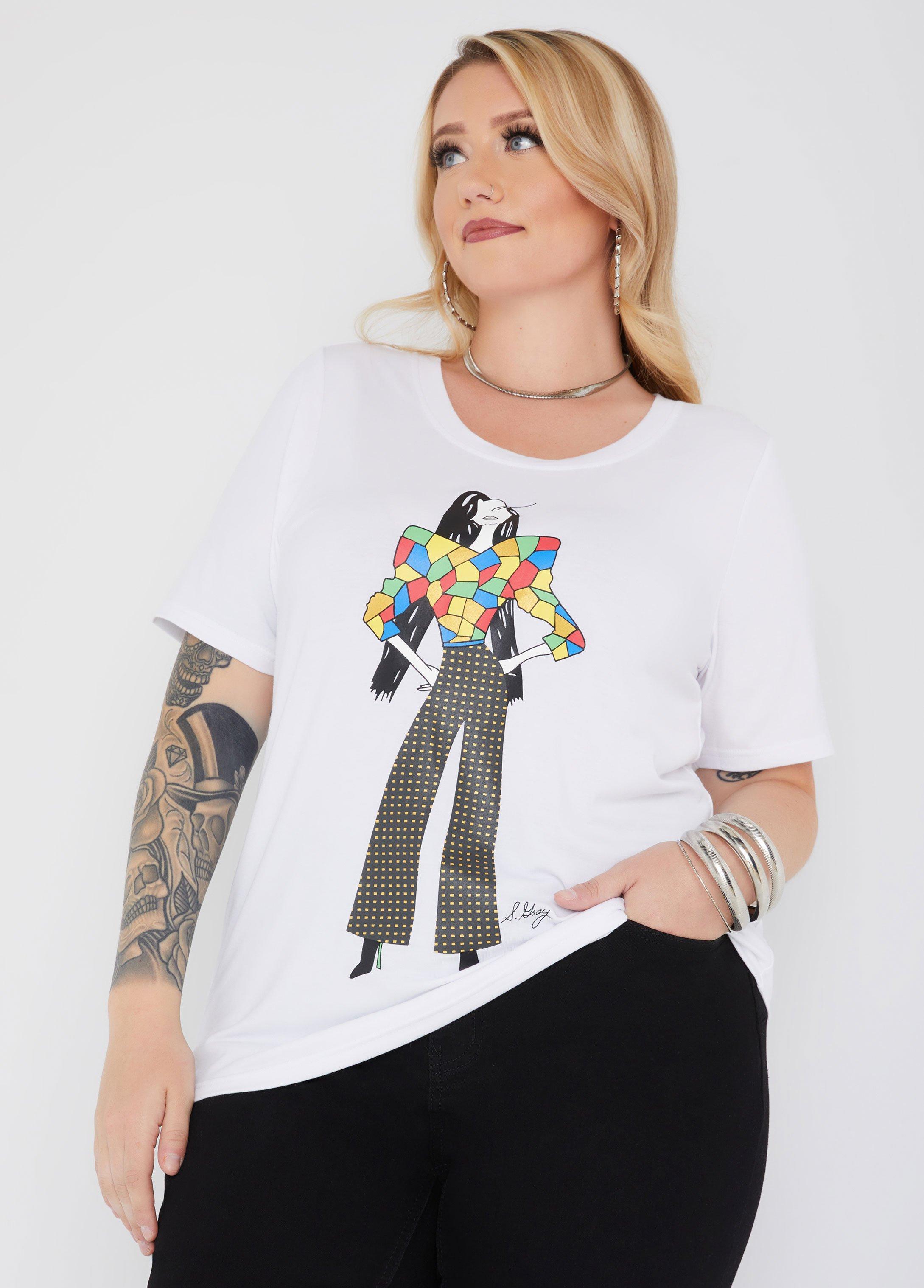 Plus Size Sheila Gray Model Tee Ashley Stewart Product Image