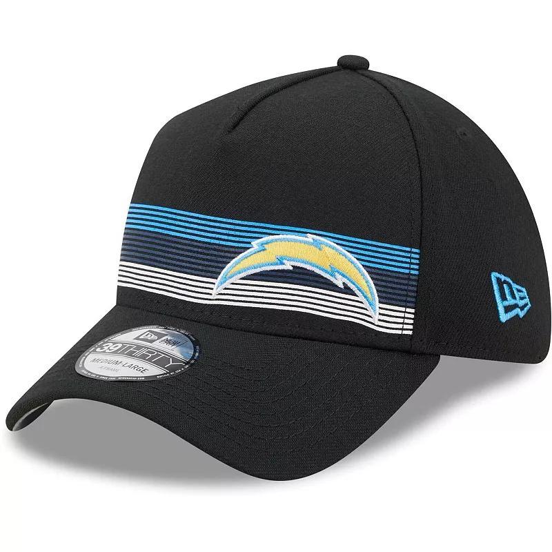 Mens New Era Black Los Angeles Chargers Flawless Stripe 39THIRTY Flex Hat Product Image