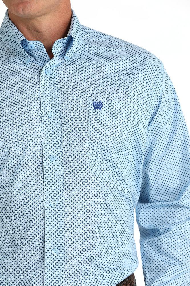 Cinch® Men's L/S Light Blue Diamond Print Stretch Button Shirt Product Image