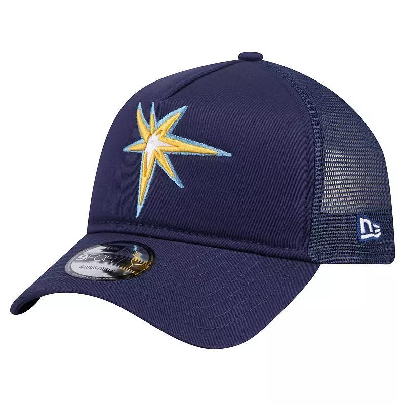 Mens New Era Tampa Bay Rays 9FORTY A-Frame Trucker Adjustable Hat, Blue Product Image