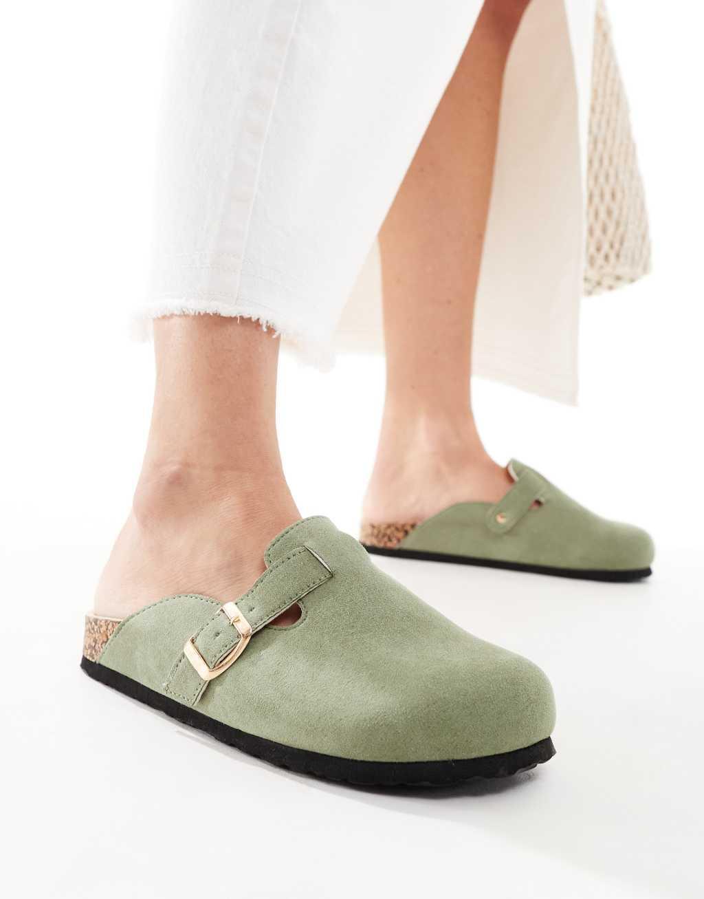 Glamorous mules in khaki Product Image