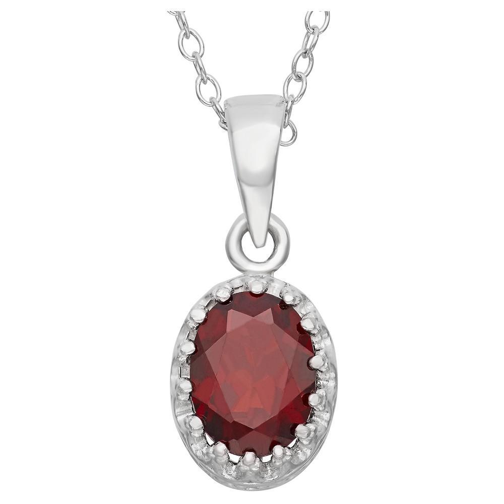 Designs by Gioelli Sterling Silver Garnet Oval Pendant, Womens Red Product Image