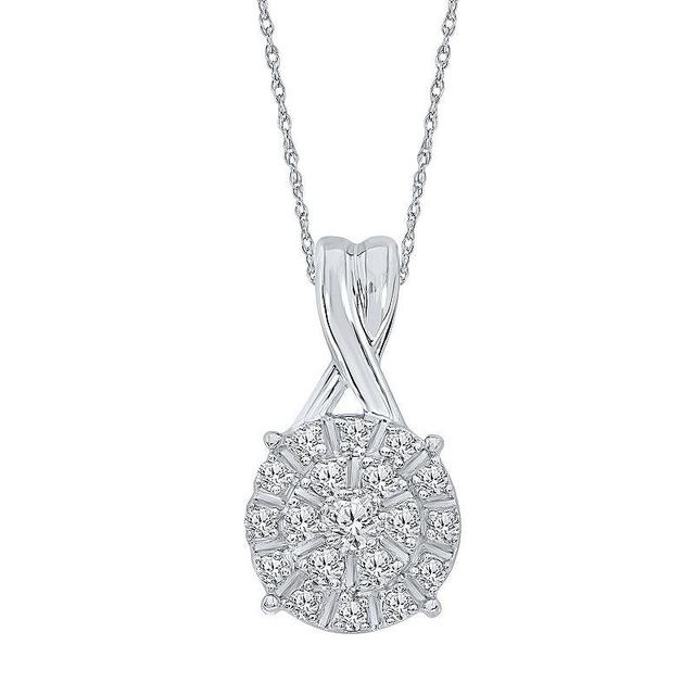 Irena Park 10K White Gold 1/10 Carat T.W. Diamond Cluster Pendant Necklace, Womens Product Image