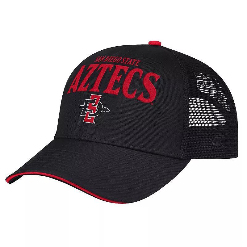 Mens Colosseum Black San Diego State Aztecs Wyatt Primary Team Trucker Adjustable Hat Product Image