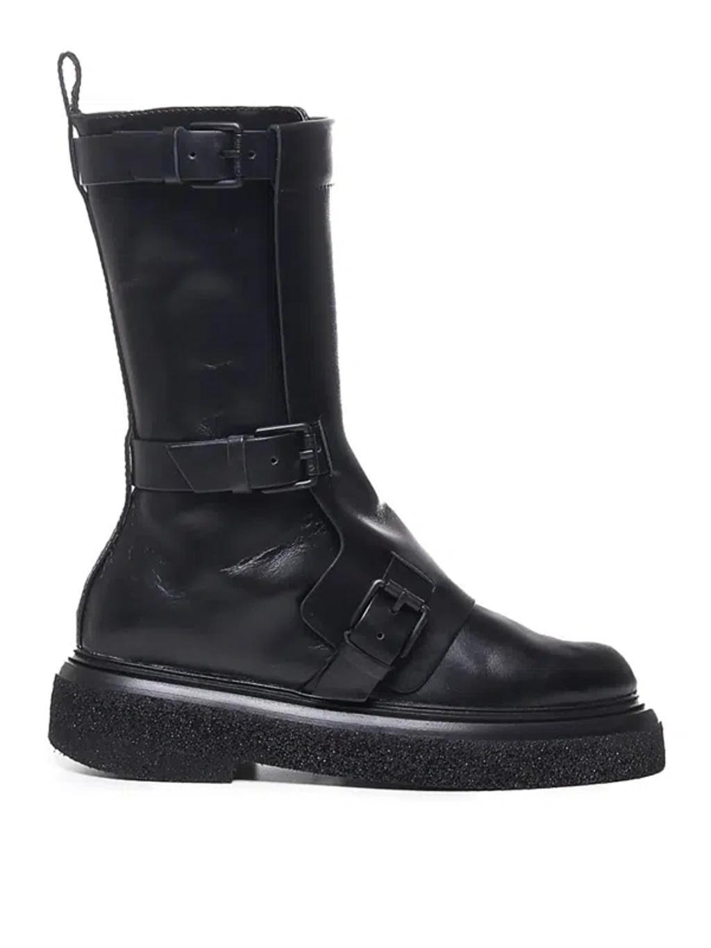 Leather Biker Boots In Black product image