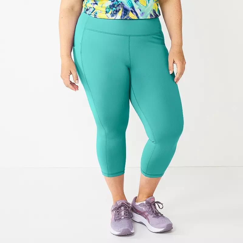 Plus Size Tek Gear Ultrastretch Pocket High-Waisted Capri Leggings, Womens Product Image