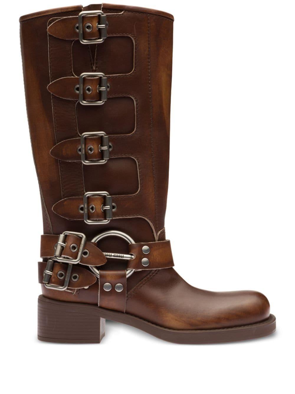 Buckle Detail Boots In Brown Product Image