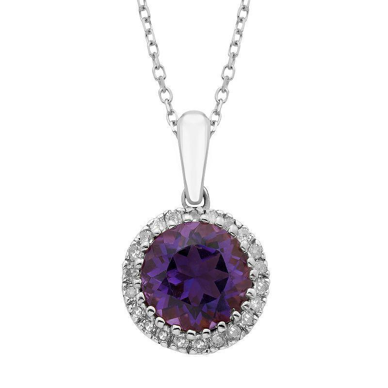 10k Rose Gold 1/8 Carat T.W. Amethyst Pendant Necklace, Womens Pink Product Image