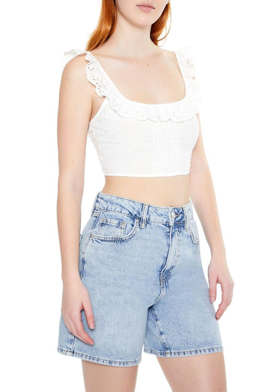 Eyelet Ruffle-Trim Crop Top | Forever 21 Product Image