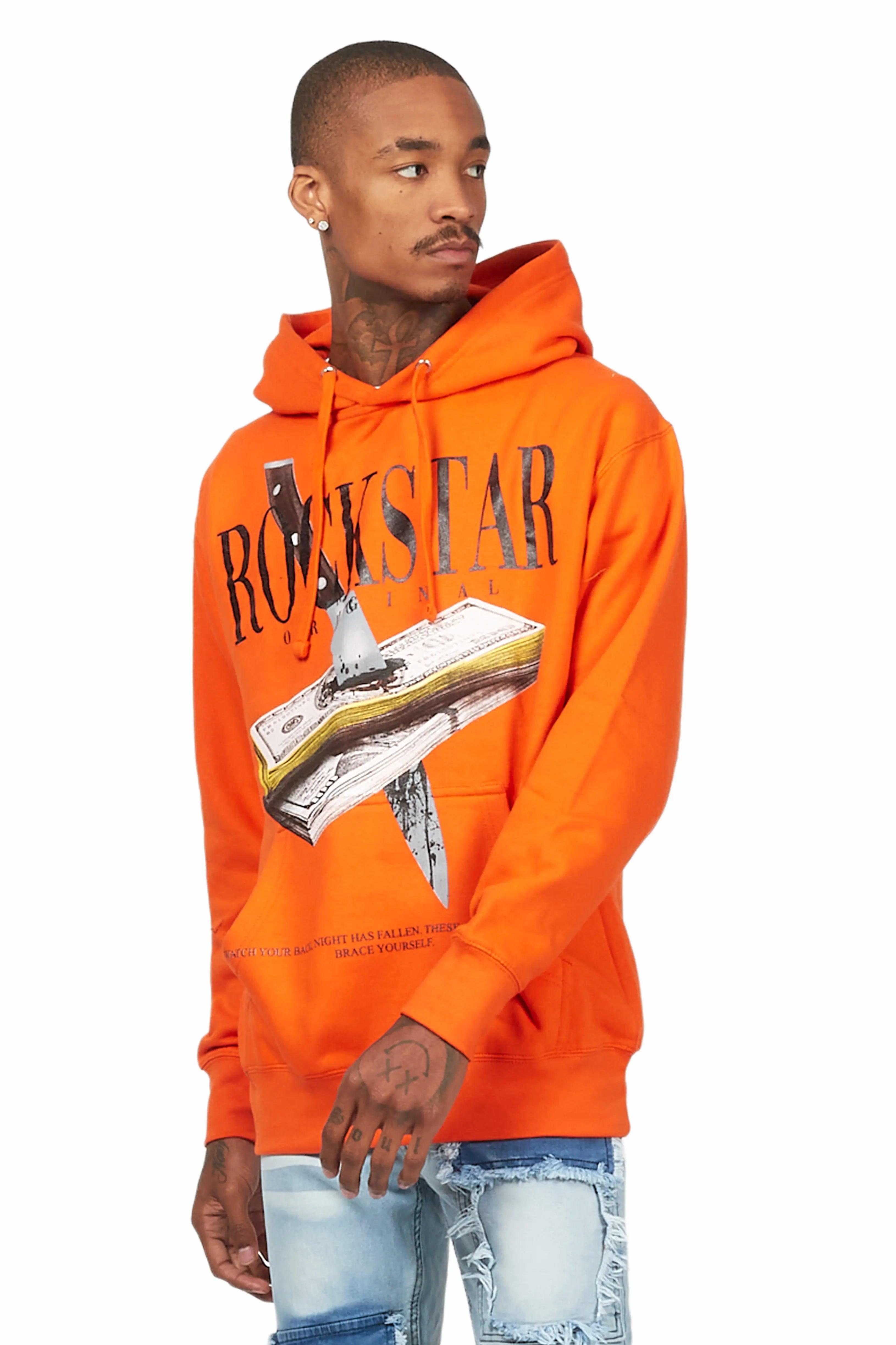 Dayte Nite Orange Graphic Hoodie Male Product Image