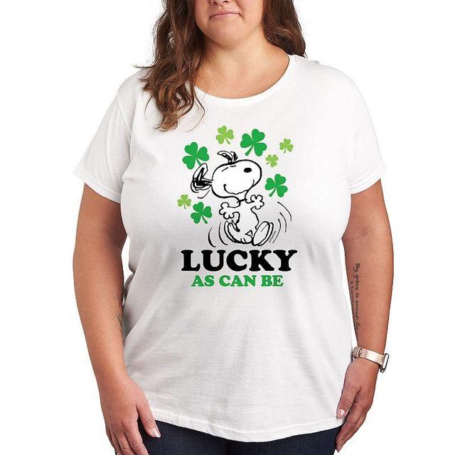 Plus Peanuts Snoopy Lucky As Can Be Graphic Tee, Womens White Product Image