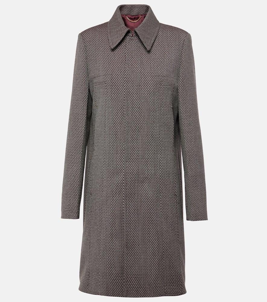 Womens Deep Mahogany Single-breasted Boxy-fit Wool Coat Product Image