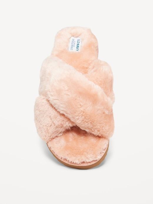 Faux-Fur Cross-Front Slippers Product Image