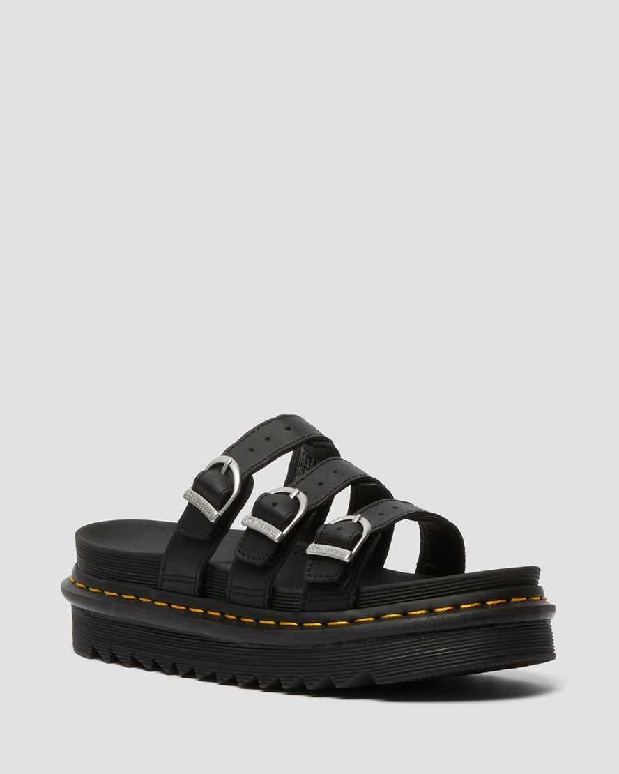 Dr. Martens Womens Blaire Leather Buckle Platform Slide Sandals Product Image