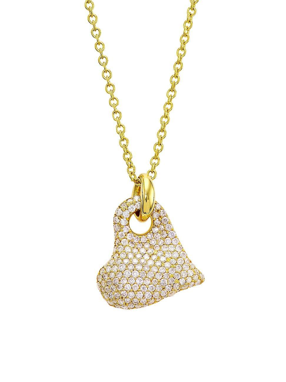 Womens Stardust 18K Gold & Diamond Pav Heart Necklace Product Image