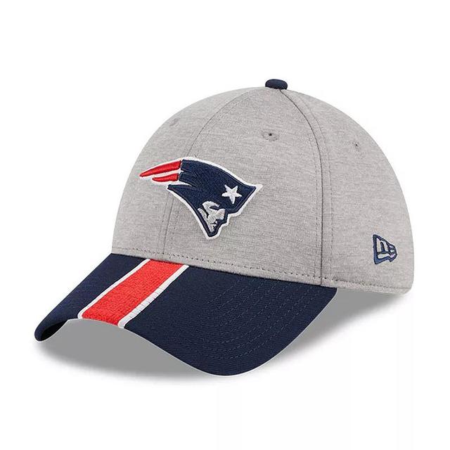 Mens New Era Heather Gray/Navy New England Patriots Striped 39THIRTY Flex Hat Product Image